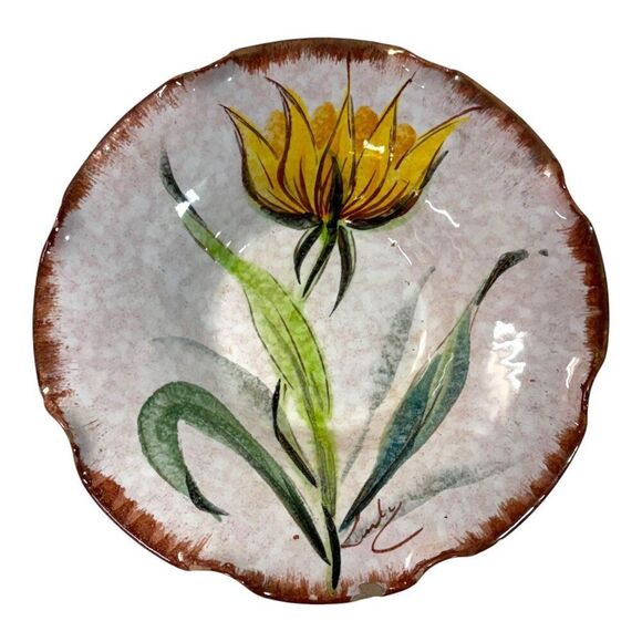 Vintage Italy Pottry Hand-Painted Italian Ceramic Floral Decorative Bowl 7" READ - Picture 10 of 11